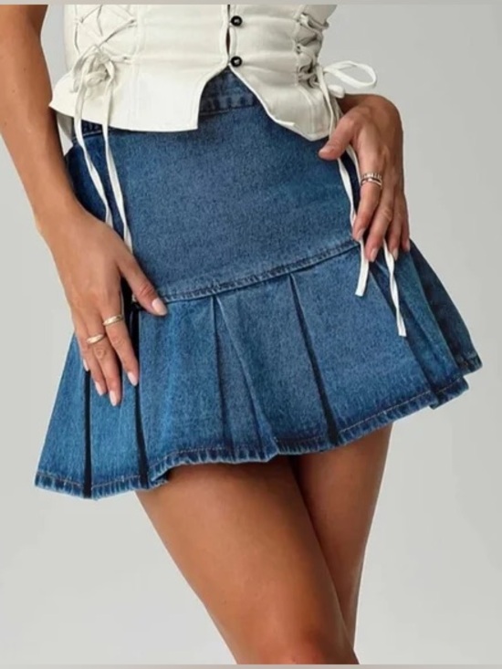 Lioness Dresses & Skirts - Lioness Rescue Me pleat denim skirt